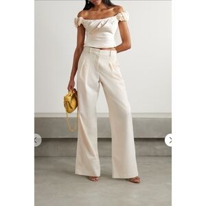 Rare Love shack fancy cream colour Adams pleated wool-blend twill wide-leg pant